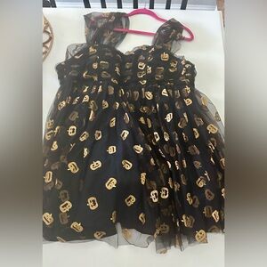 XL black tulle Halloween dress with glitter pumpkins
